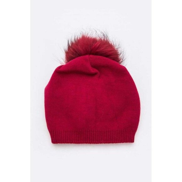 Raccoon Fur Pom Cashmere Blend Slouchy Beanie